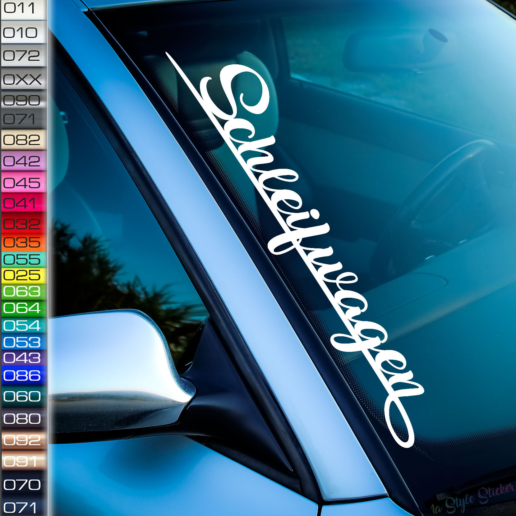 Schleifwagen Frontscheibenaufkleber Tuningsticker Autoaufkleber Uni Farben Sticker Tuningaufkleber Tuningszene