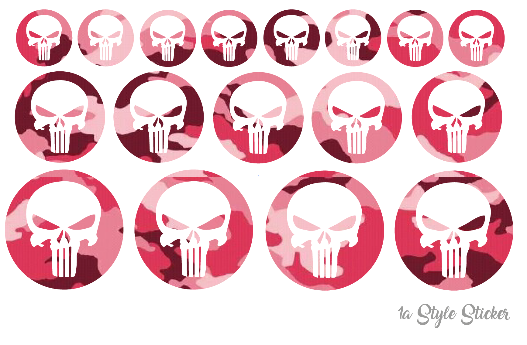 17 x Totenkopf Aufkleber Tarnoptik Camouflage Pink Ladystyle Sticker