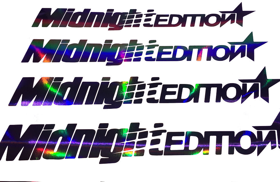 Miniaturbild: Midnight Edition Schwarz Blau Silber Rot Tuningsticker Hologramm Frontscheibenaufkleber Holographic Effekt Farbwechsel