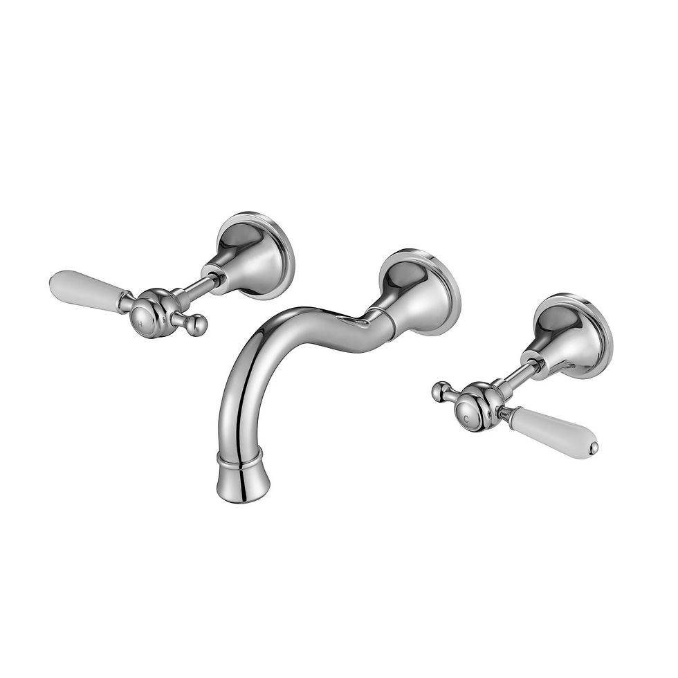 Heritage Chrome Lever Wall Bath/Sink Set