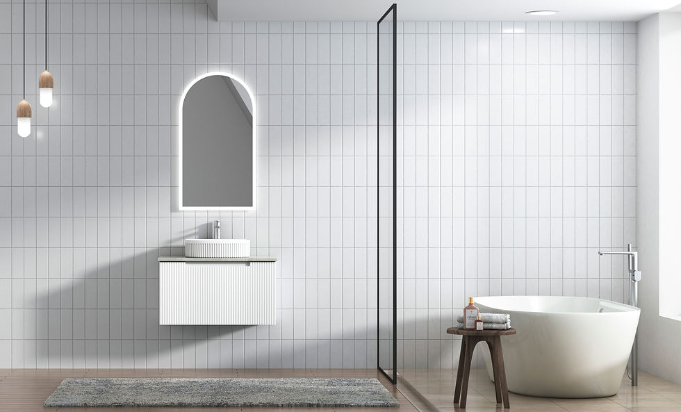 Thumbnail: Perla Groove Matte White 750mm Wall Hung Vanity