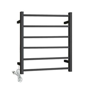 Block Black 6 bar Heated Towel Ladder