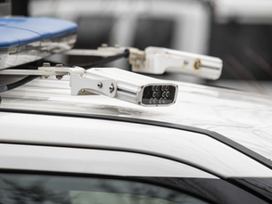Automatic Plate Recognition cameras mounted on a patrol car
