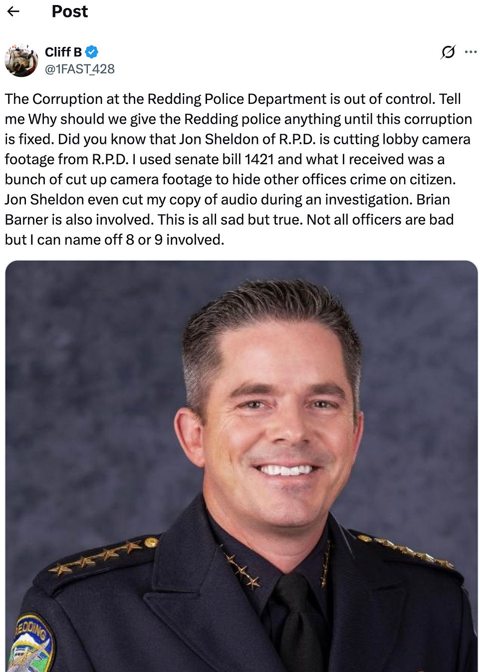 Redding PD Chief Brian Barner