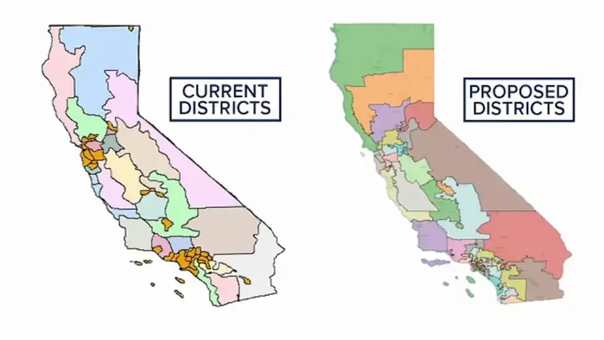 Proposition 50 revised California's districts as shown on the right.