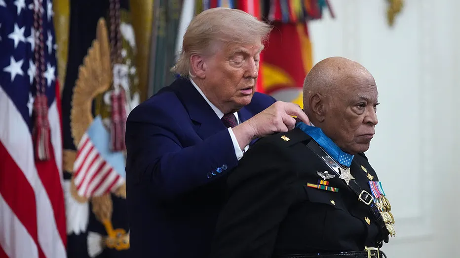 President Trump presenting the Congressional Medal of Honor to Maj James Capers Jr. - credit livenowfox.com