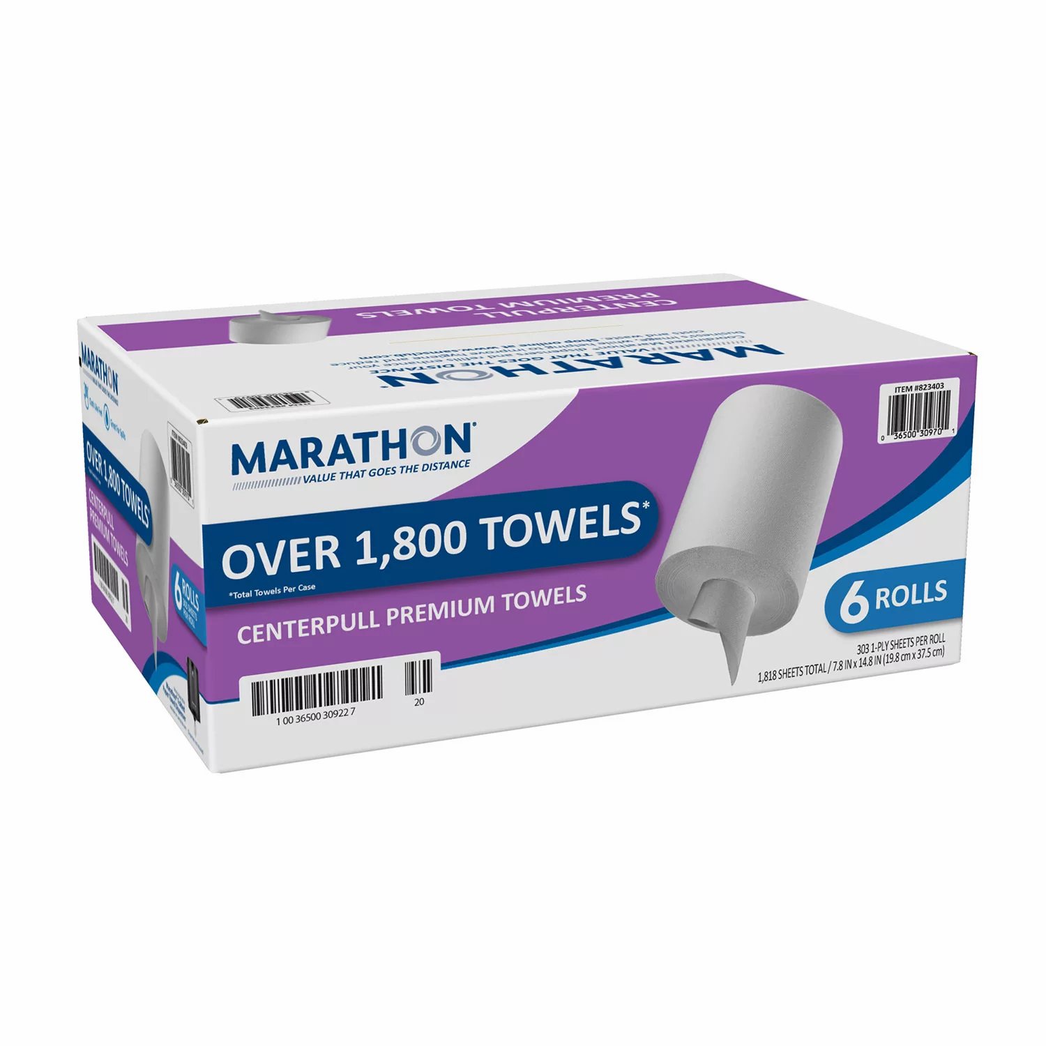 Marathon Premium Centerpull Paper Towels, White 6 Rolls/Case