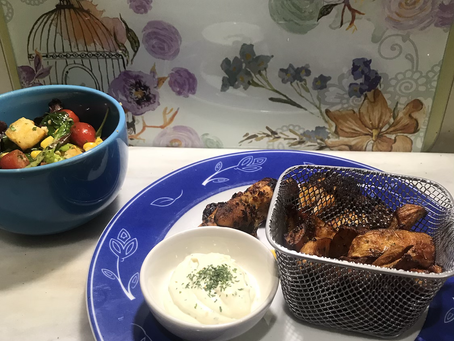 Lemon, Chilli and Herb Chicken Wings and Sweet Potato Fries
