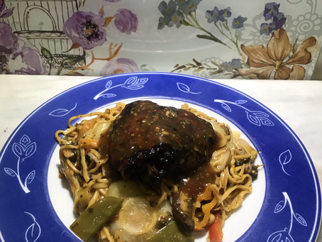 Ginger, Chilli and Lime Chicken Thighs with Coconut noodles