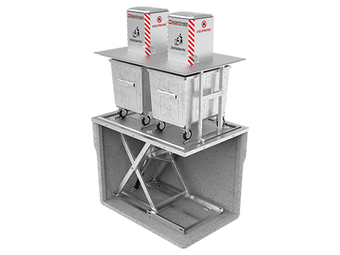 System With Jack Undergound Waste Container
