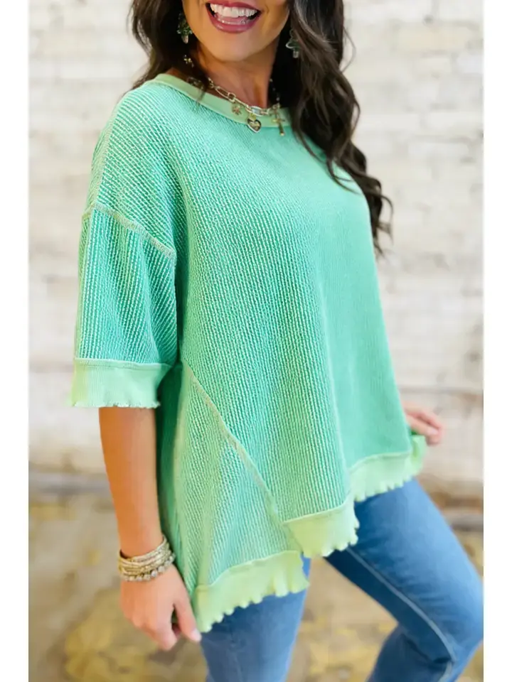 Thumbnail: Green Lucky Distressed Knit Top