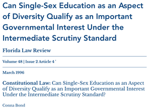 Constitutional Law: Can Single-Sex Education as an Aspect of Diversity Qualify as an Important Governmental Interest Under the Intermediate Scrutiny Standard? (March 1996)