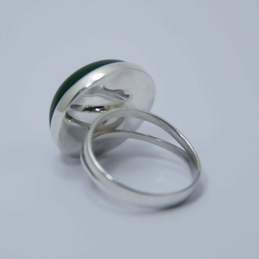 Miniatura: Anel Em Prata Com Jade Verde