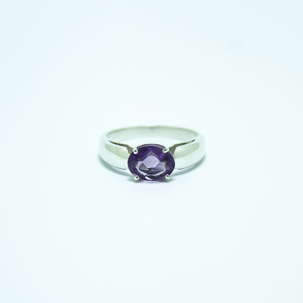 Miniatura: Anel Prata 950 com Ametista Natural