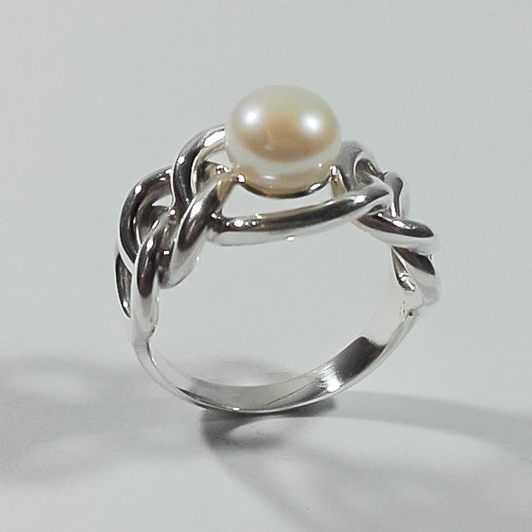 Anel Corrente Com Pérola Em Prata 950