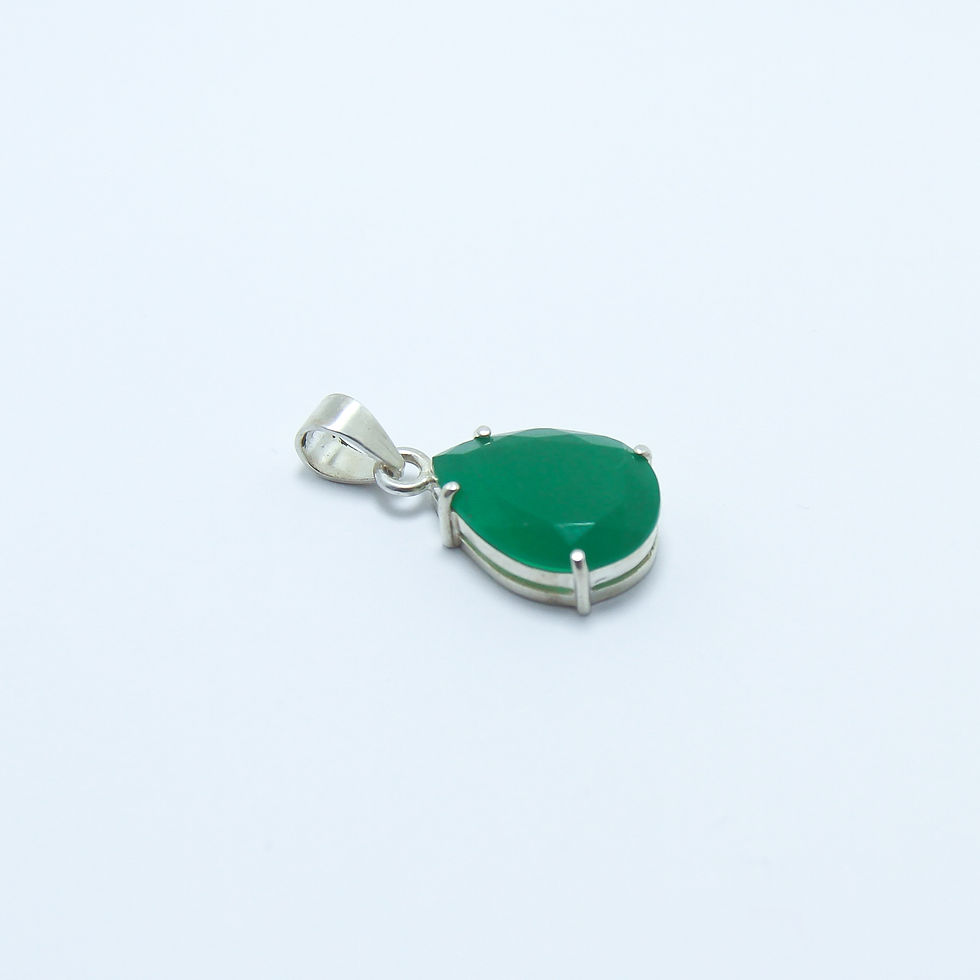 Miniatura: Pingente Jade Gota Em Prata 950
