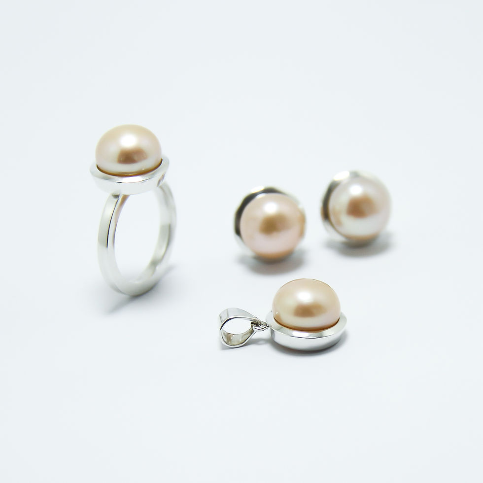 Miniatura: Conjunto Em Prata 950 Com Pérola Natural