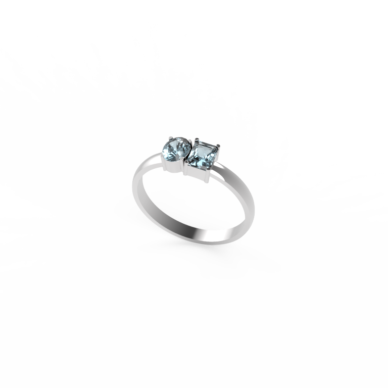 Miniatura: Anel Prata Água Marinha