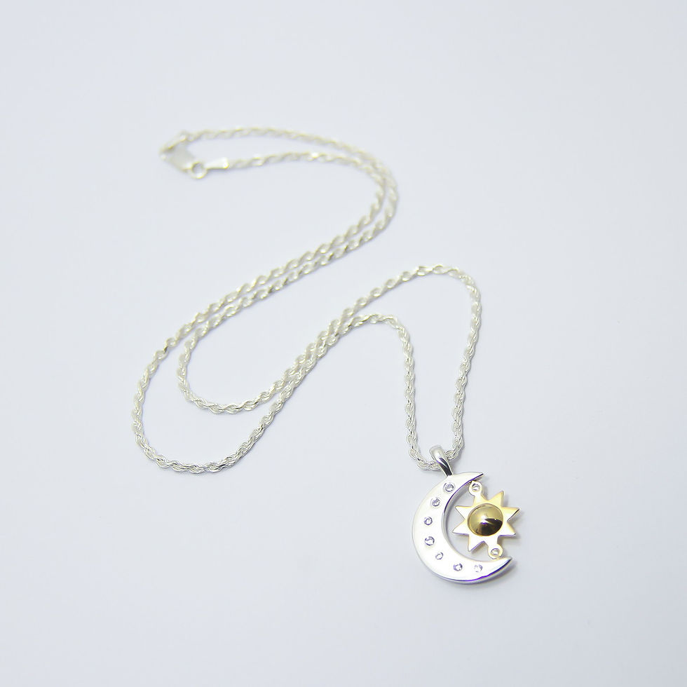 Miniatura: Pingente Lua E Sol Sou Luna Prata E Ouro 1,5 Cm