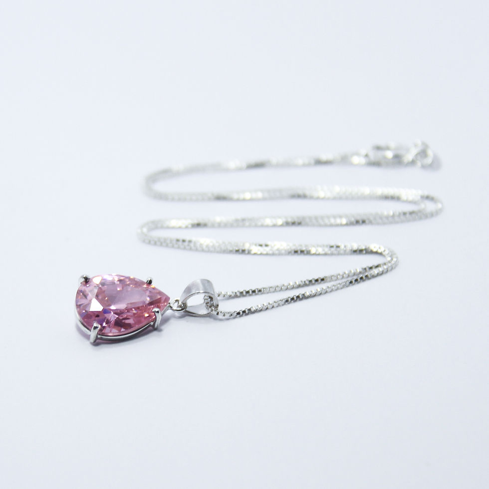 Miniatura: Pingente Com Zircônia Rosa Em Prata 950