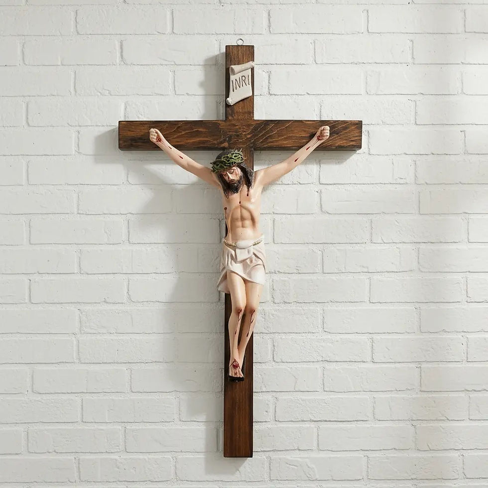 Miniatura: Cristo De Resina Con Madera, Crucifijo De Pared, 50 cm.
