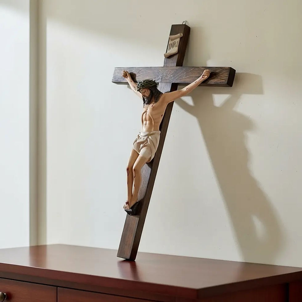 Miniatura: Cristo De Resina Con Madera, Crucifijo De Pared, 50 cm.
