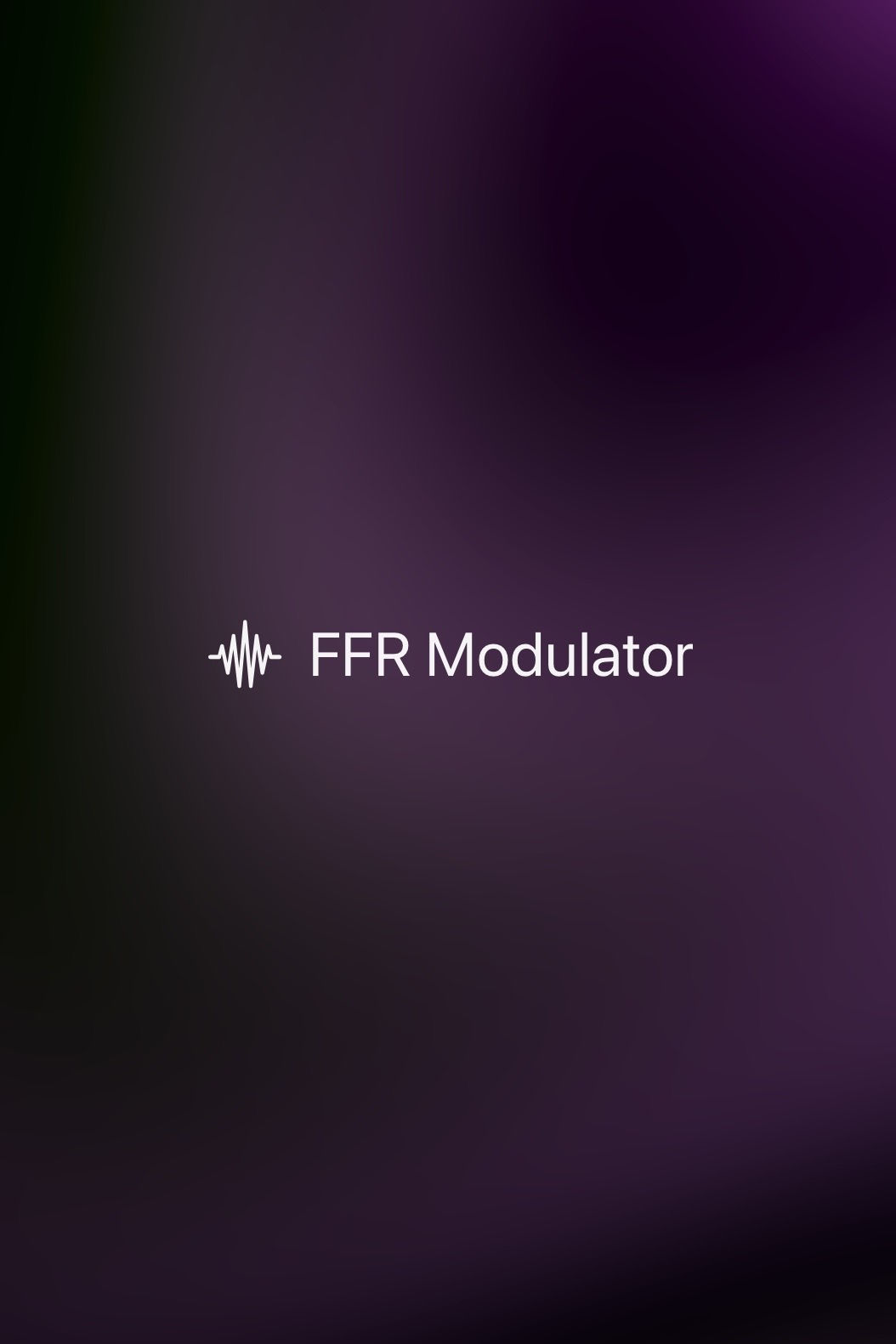 Dark purple wavy background with "FFR Modulator" in white.