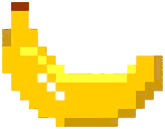 a pixelated, retro video game style banana