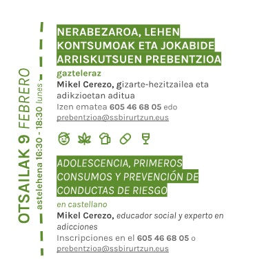 NERABEZAROA, LEHEN KONTSUMOAK ETA JOKABIDE ARRISKUTSUEN PREBENTZIOA 