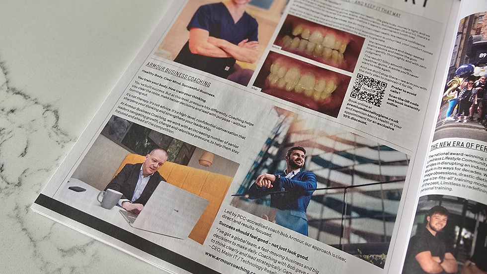 The page of Mens Health magazine featuring Armour Business Coaching