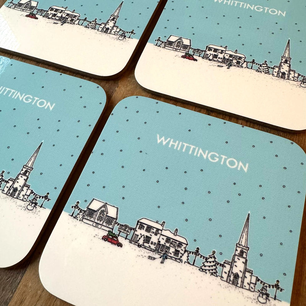 Thumbnail: Set of 4 Whittington Christmas coasters