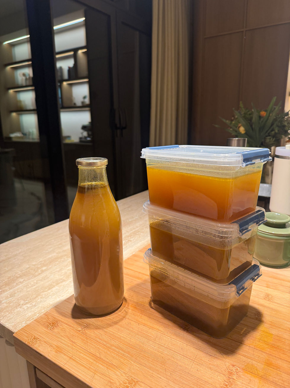Fresh homemade bone broth