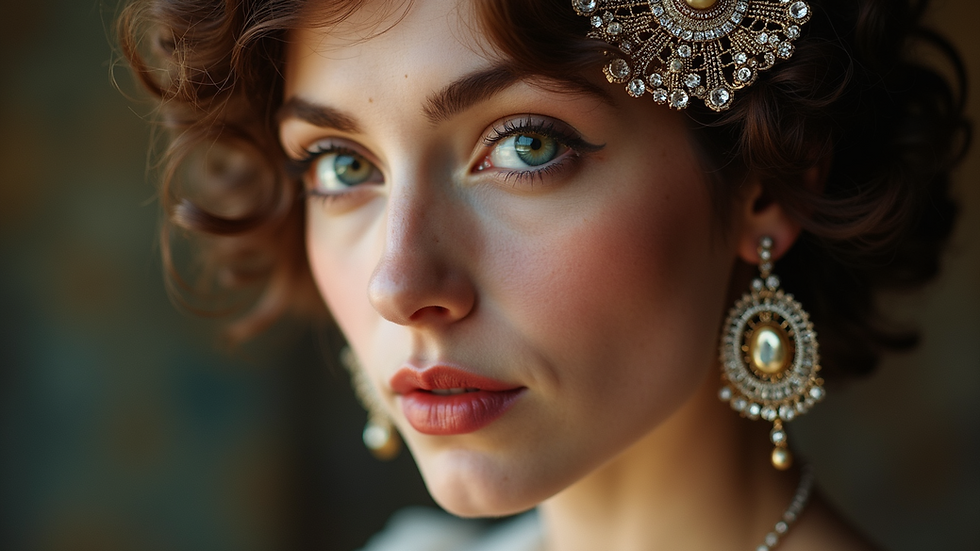 Close-up view of an intricate vintage filigree brooch