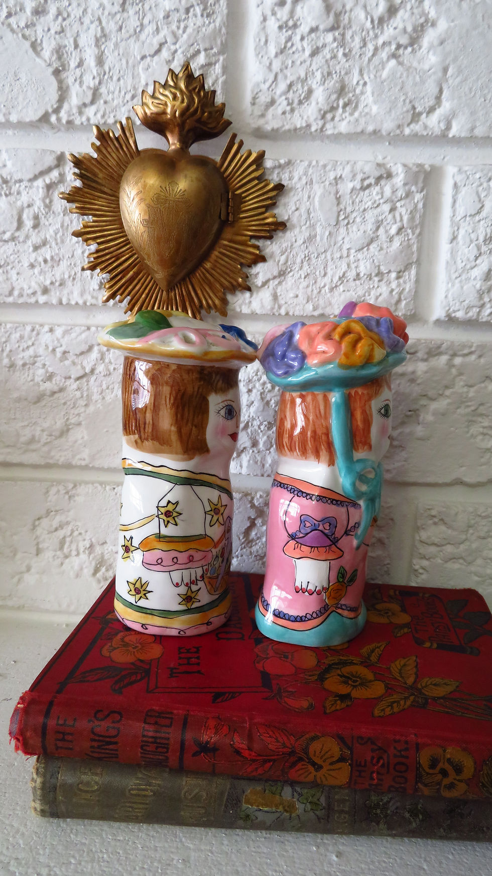Thumbnail: Vintage salt and pepper shakers set Susan Paley Pepper Shaker Elaine and Melissa