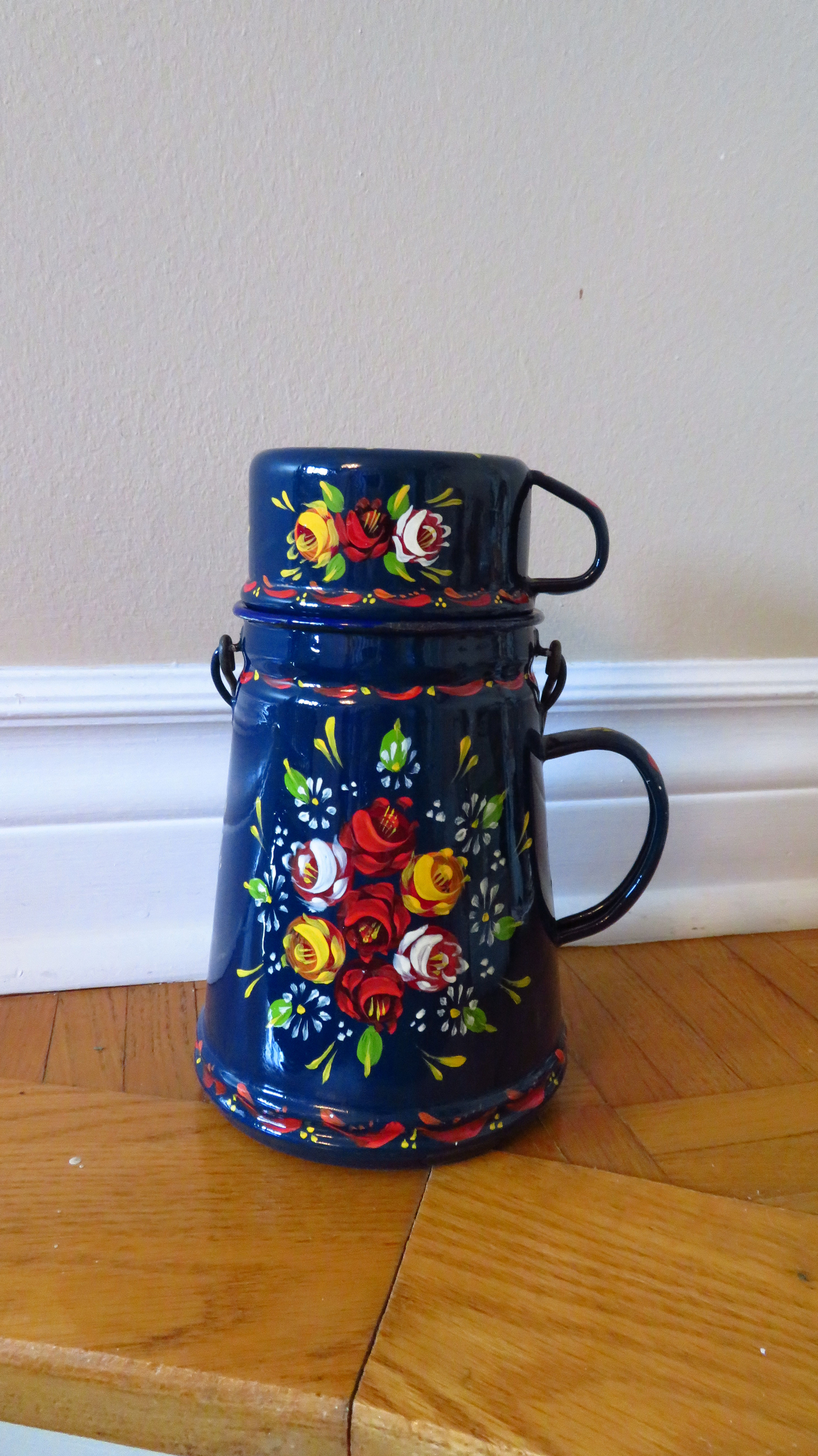 Vintage canalware bargeware Anne Young hand-painted jug 1980