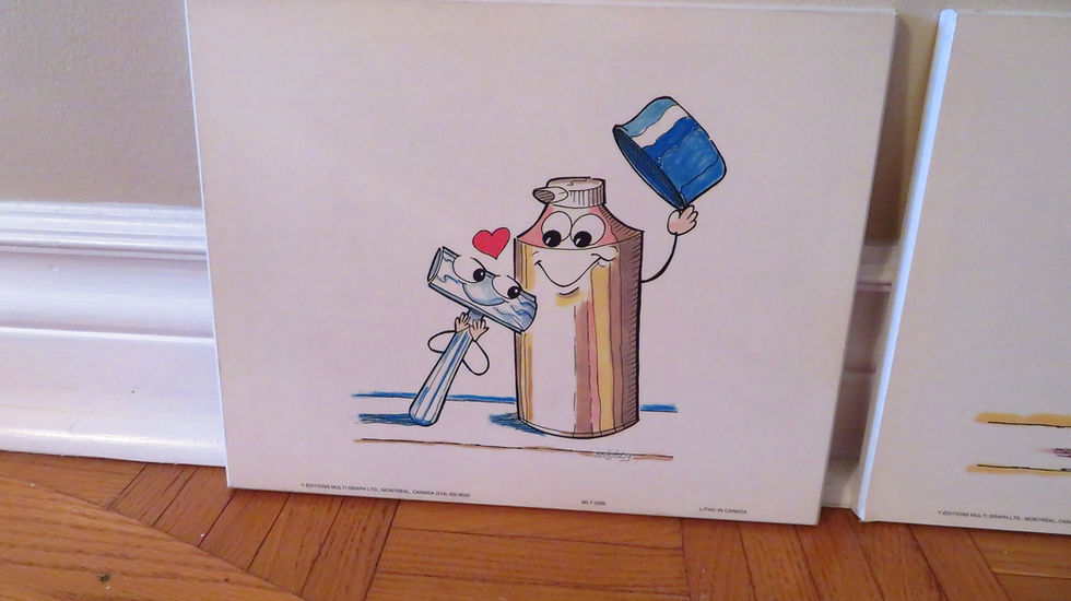 Thumbnail: 2 Vintage 80's bathroom art by Alain Boisjoly, bathroom pictures, funny bathroom