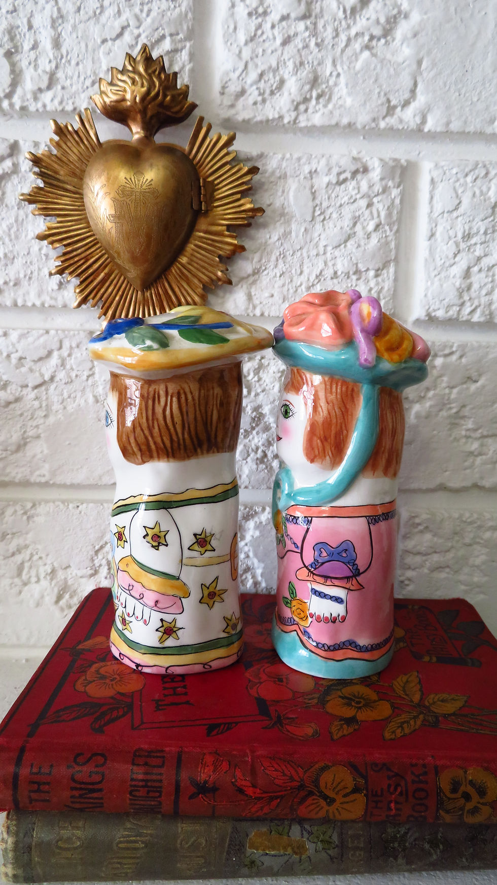 Thumbnail: Vintage salt and pepper shakers set Susan Paley Pepper Shaker Elaine and Melissa
