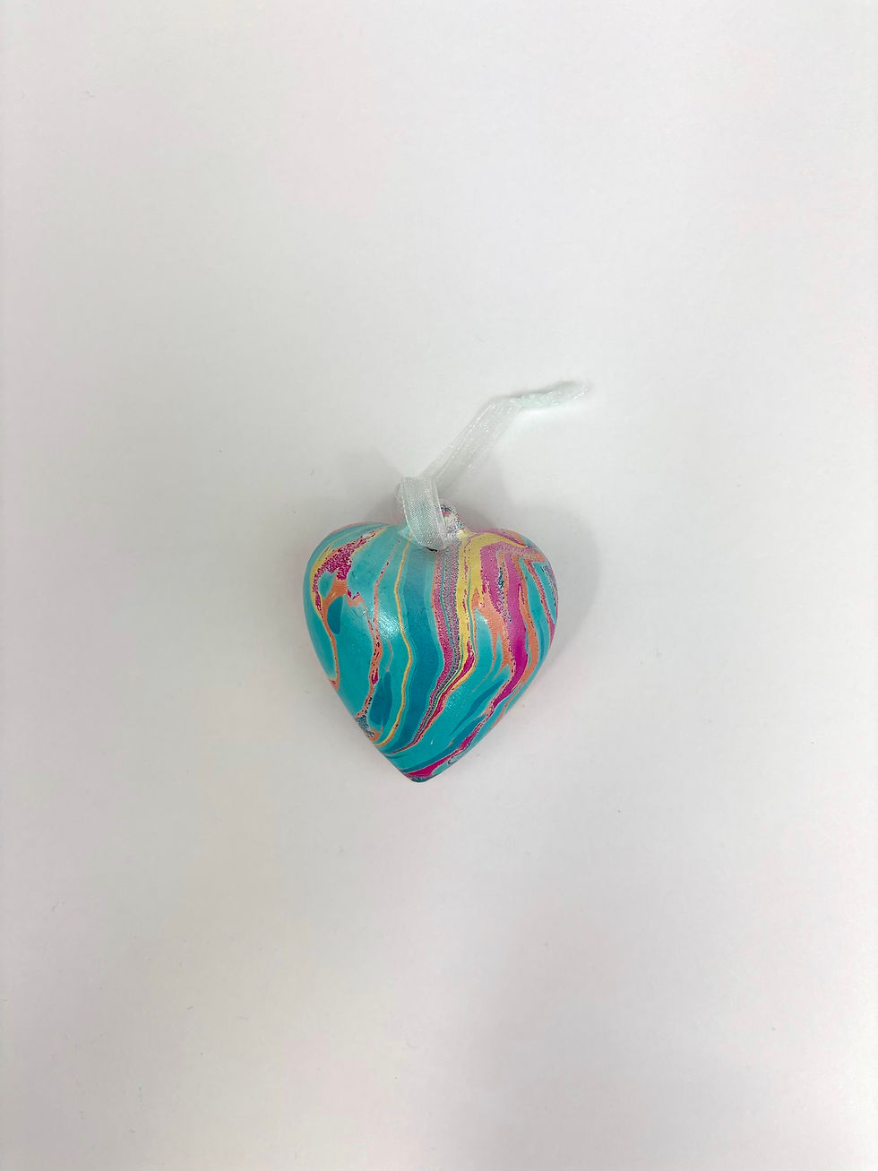 Thumbnail: Hand Marbled Ceramic Heart Bauble