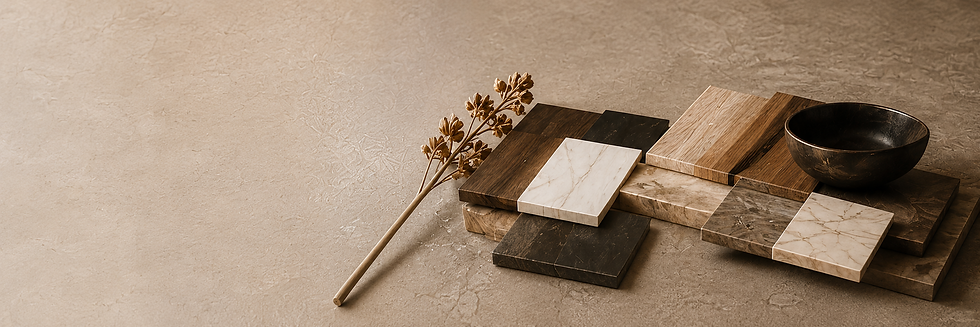 Wood and stone samples for custom bespoke furniture