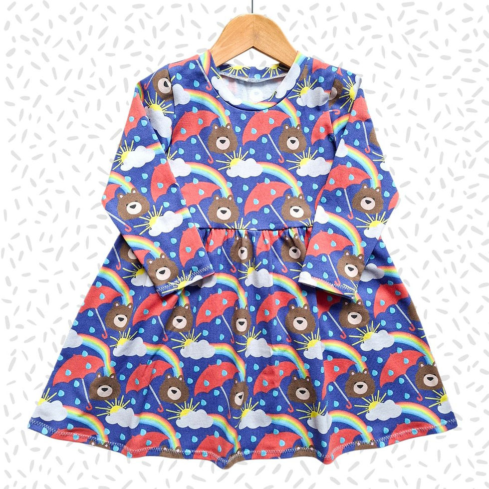 Thumbnail: Girl's Handmade Long Sleeve Dress (Ready Made Spring Bear Print)