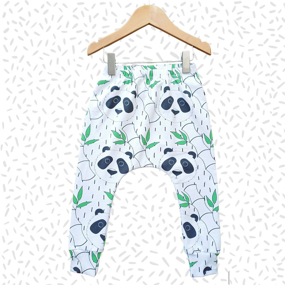 Children's handmade Little Panda print baby leggings.