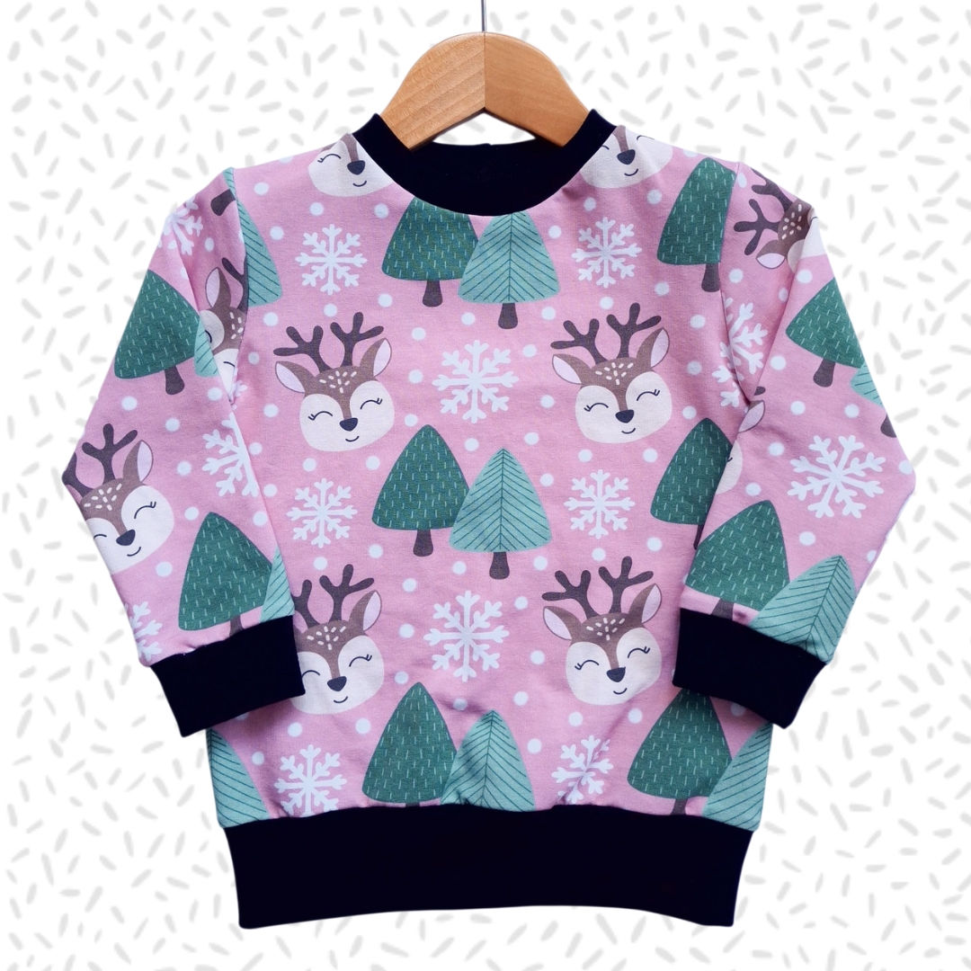 Children's Handmade Sweatshirt Jumper (Ready Made Reindeer Print)
