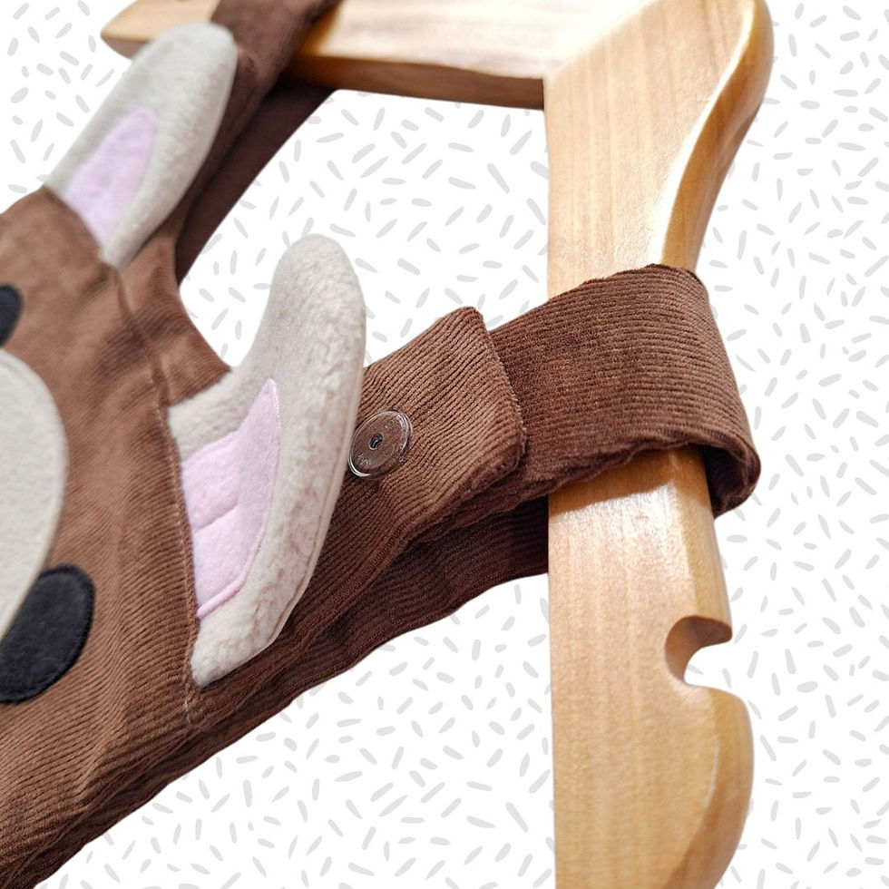 Thumbnail: Girl's handmade bear pinafore dress for ages 0-6 years.