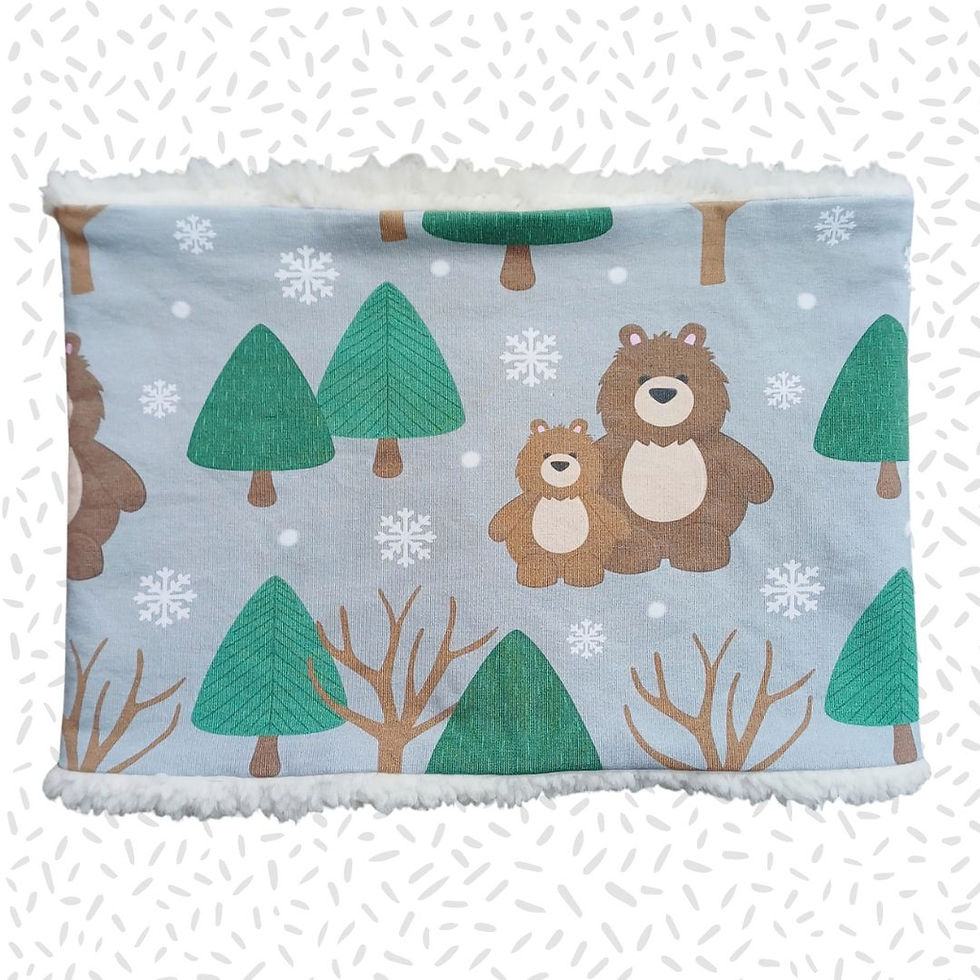 Children's handmade Little Winter Bear print winter snood.