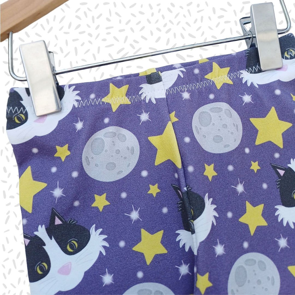 Children's handmade Little Midnight Cat print skinny fit leggings.