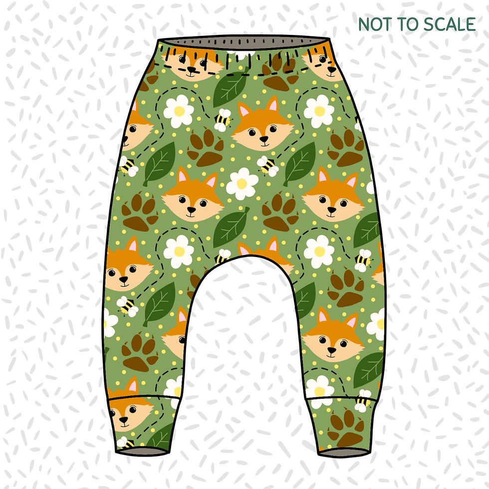Pre-order handmade children's 'Little Spring Fox' print baby and toddler leggings.