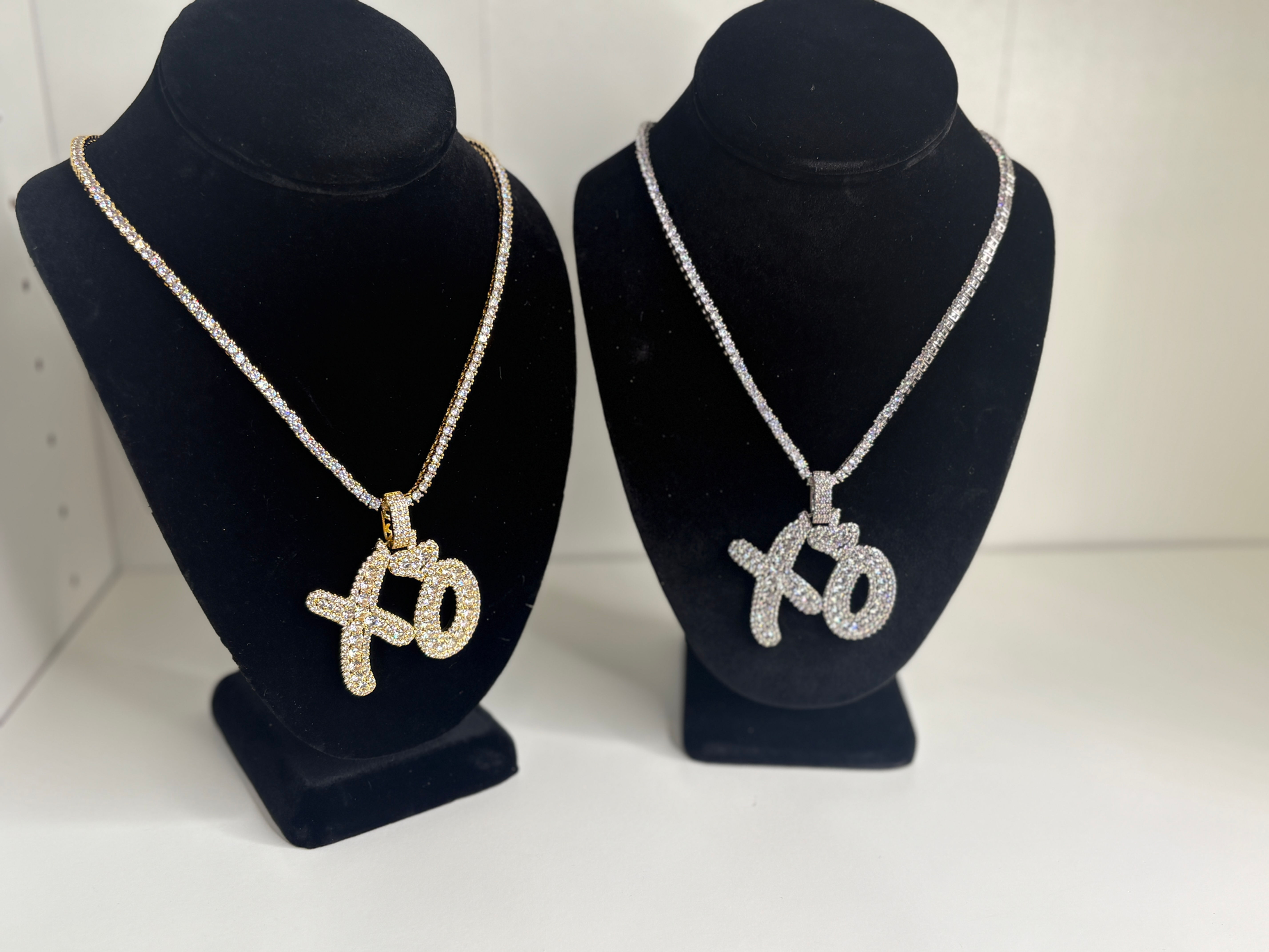 Xo hugs and kisses pendant on tennis necklace