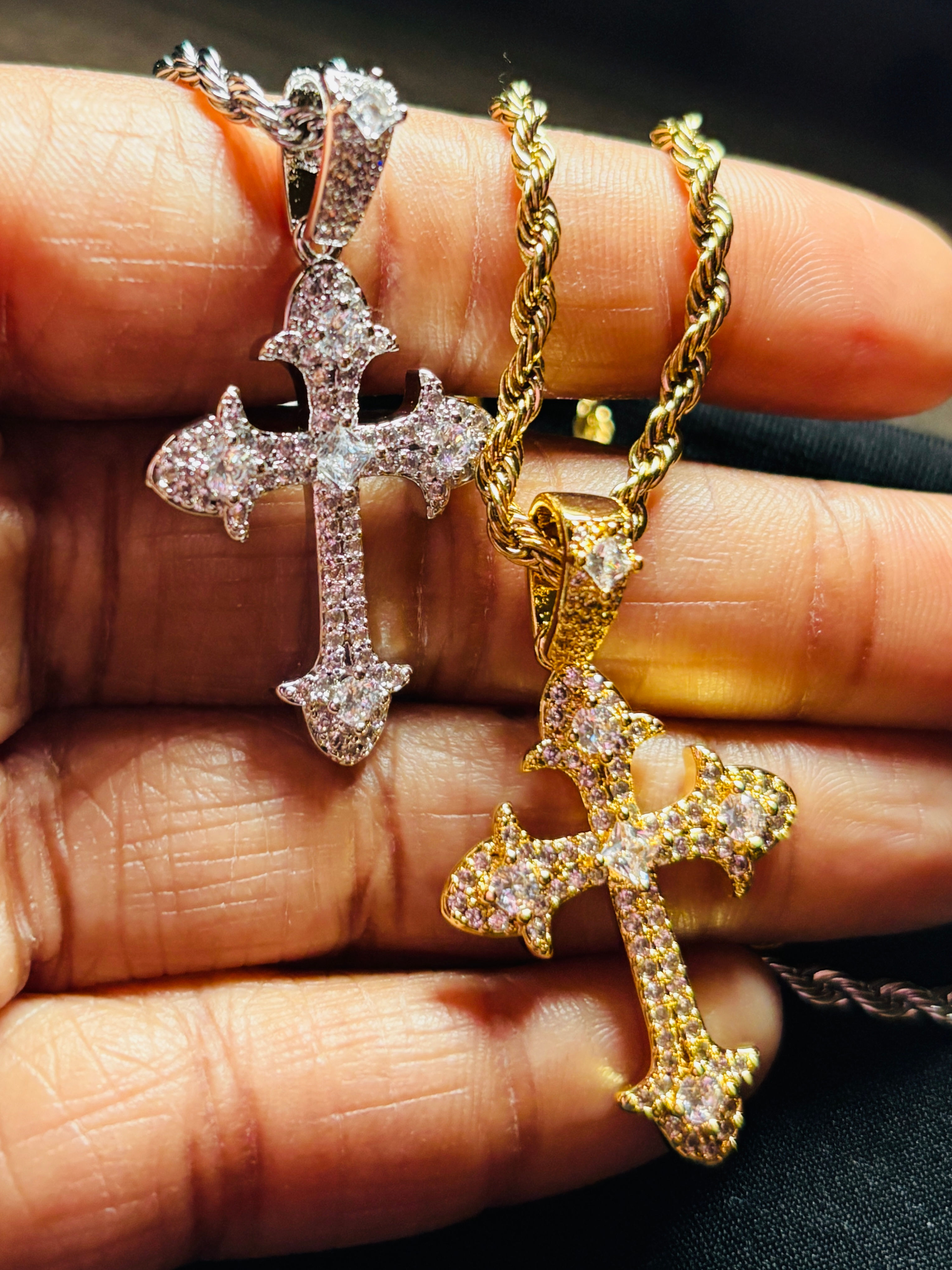 Vintage Zircon Cross necklace 
