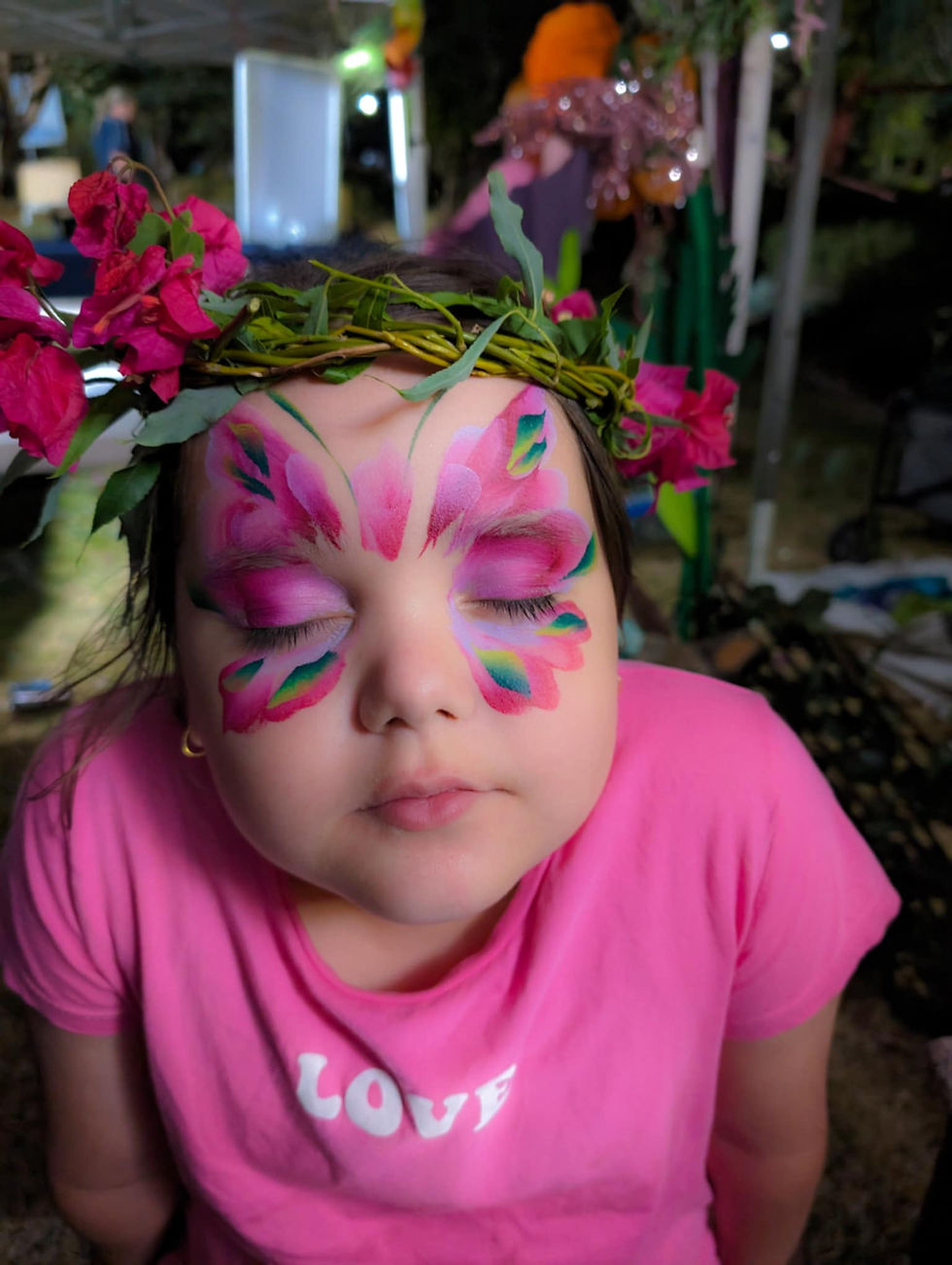 Pink and Green Butterfly Face Paint