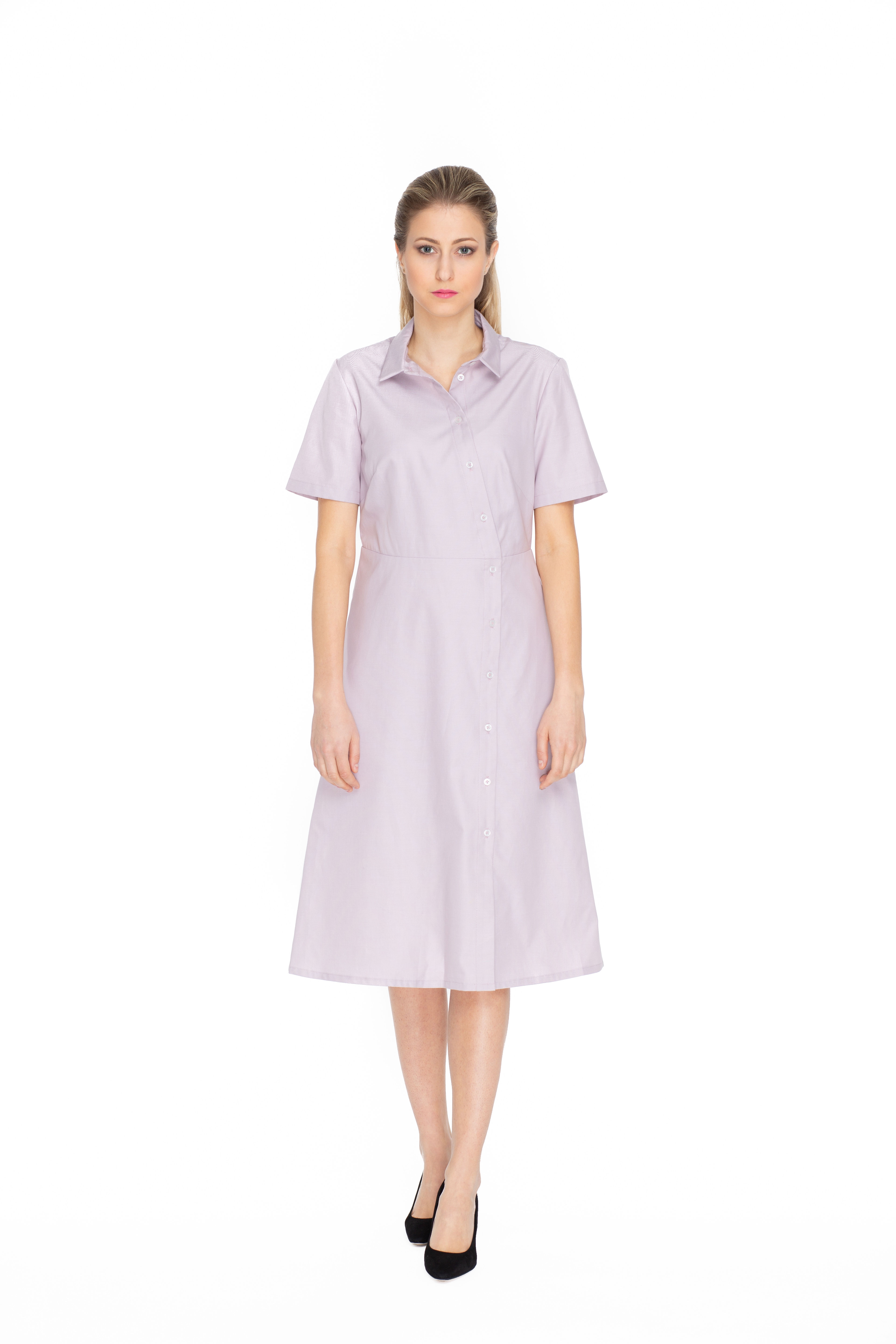 Lila Cotton Midi Asymmetrical Shirt Dress